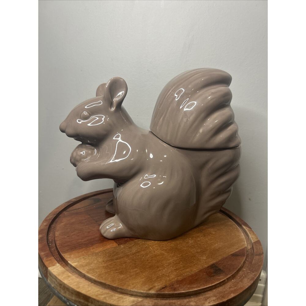 Gray Squirrel Acorn Cookie Jar With Lid Ceramic Threshold Target
